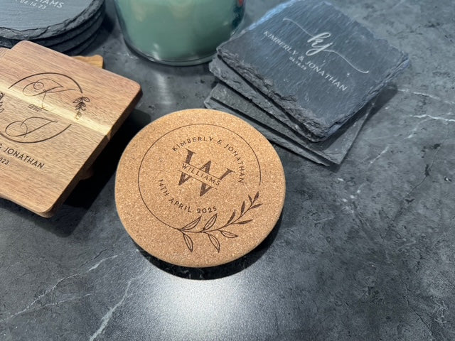 Personalized Coaster Set of 4- Custom Engraved Gifts
