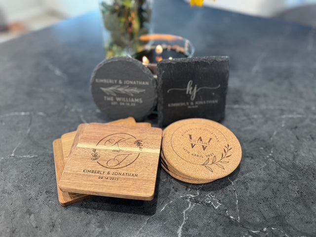 Personalized Coaster Set of 4- Custom Engraved Gifts