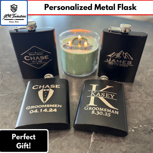 Custom Laser Engraved Metal Flasks – Personalized Groomsmen & Dad Gifts