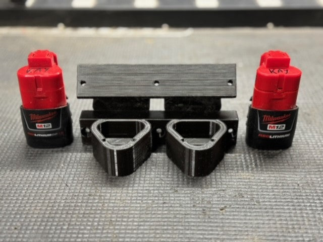 Milwaukee M12 Battery Holder- 3D Printed Wall Mount Battery Holder