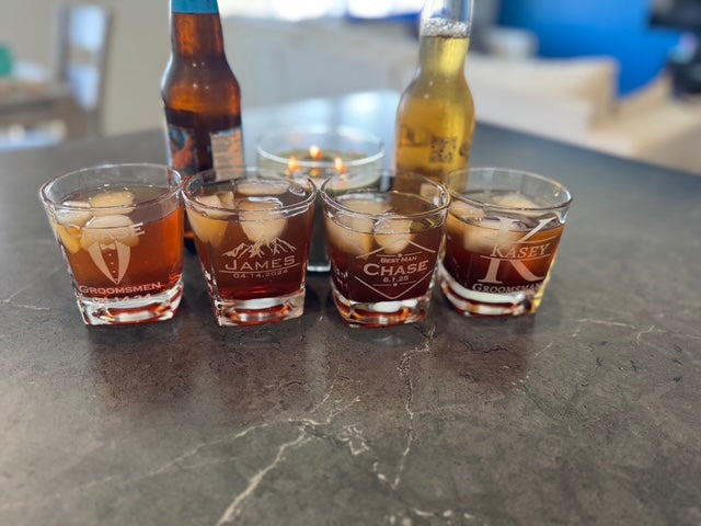 Personalized Square Whiskey Glasses- Custom Engraved