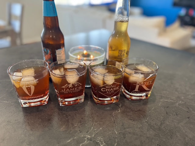 Personalized Square Whiskey Glasses- Custom Engraved