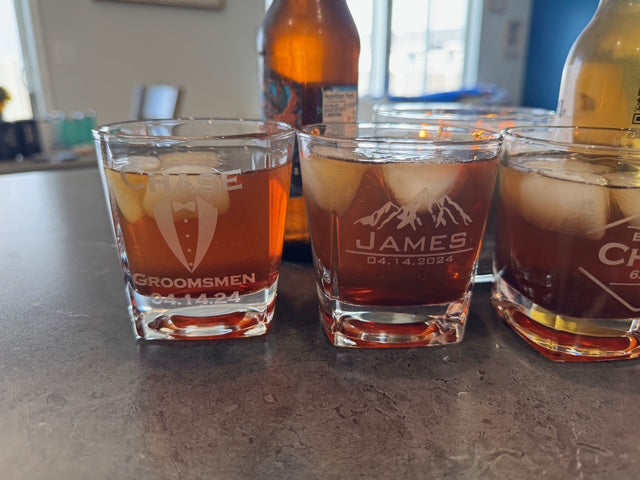 Personalized Square Whiskey Glasses- Custom Engraved