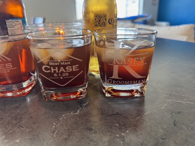 Personalized Square Whiskey Glasses- Custom Engraved