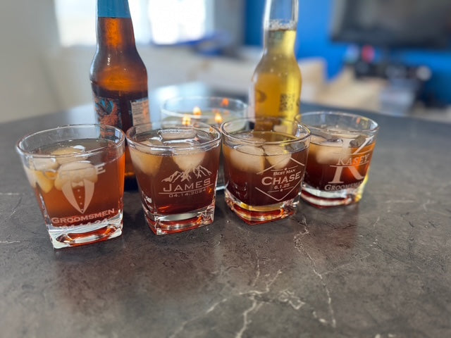 Personalized Square Whiskey Glasses- Custom Engraved