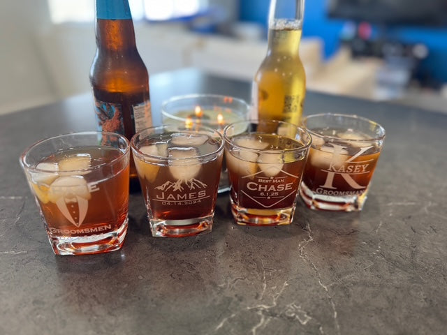 Personalized Square Whiskey Glasses- Custom Engraved