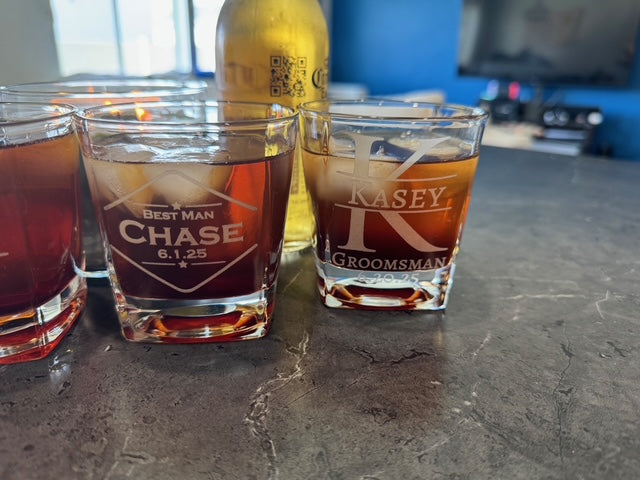 Personalized Square Whiskey Glasses- Custom Engraved