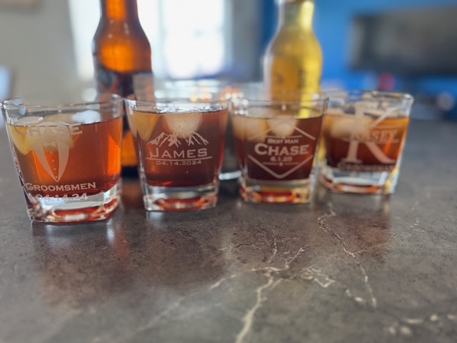 Personalized Square Whiskey Glasses- Custom Engraved