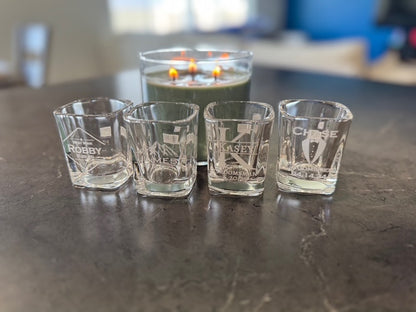 Personalized Square Shot Glasses- Custom Engraved