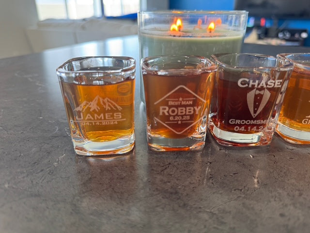 Personalized Square Shot Glasses- Custom Engraved