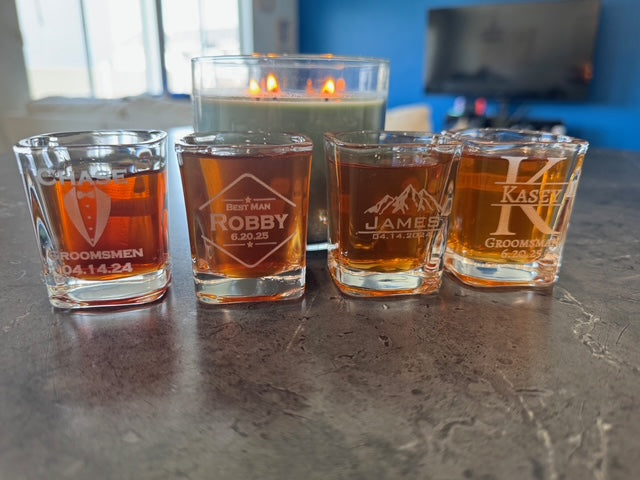Personalized Square Shot Glasses- Custom Engraved