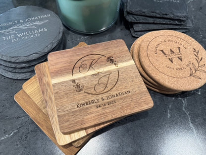 Personalized Coaster Set of 4- Custom Engraved Gifts