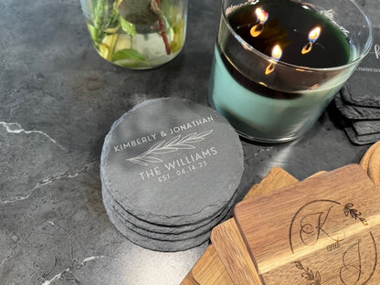 Personalized Coaster Set of 4- Custom Engraved Gifts