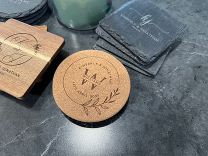 Personalized Coaster Set of 4- Custom Engraved Gifts