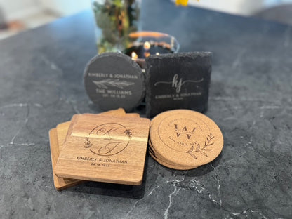 Personalized Coaster Set of 4- Custom Engraved Gifts