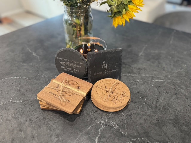 Personalized Coaster Set of 4- Custom Engraved Gifts