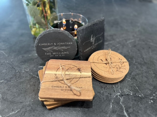 Personalized Coaster Set of 4- Custom Engraved Gifts