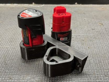 Milwaukee M12 Battery Holder- 3D Printed Wall Mount Battery Holder